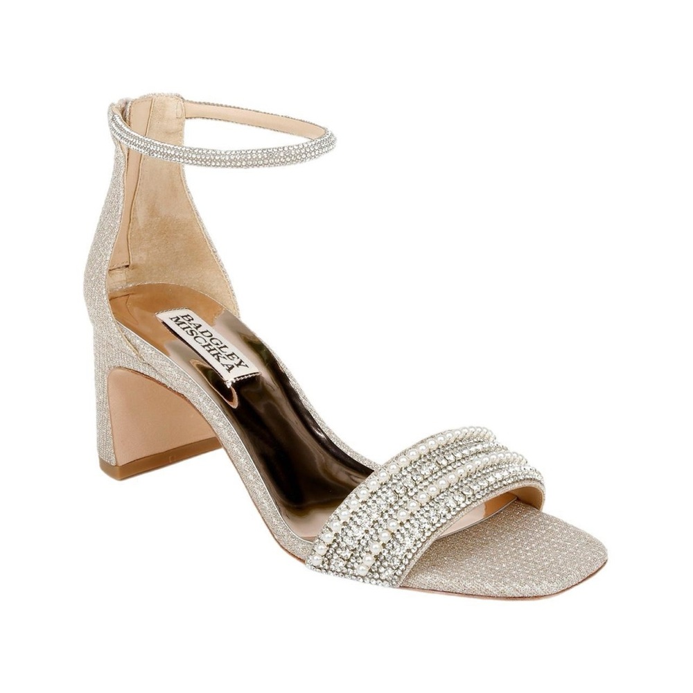 ✨badgley mischka kameryn open-toe block heel - champagne ✨